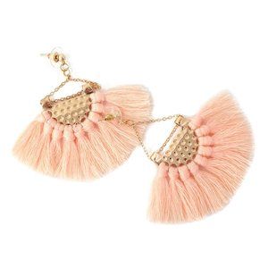 🆕Boho Fringe Tassel Earrings Light Pink